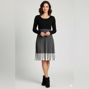 Marc New York Black and Gray Pleated Sheath Dress
